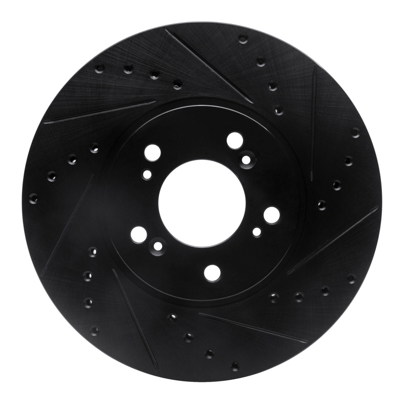 Acura RL Brake Rotor (1) - Front Right - R1 Concepts - Drilled & Slotted - Black - `99-`04